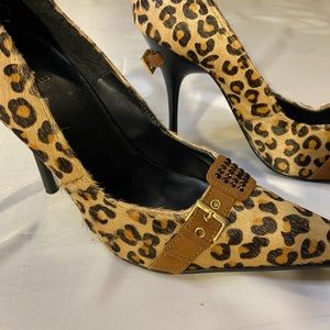 Bakers Calf Hair Leopard Print Heels